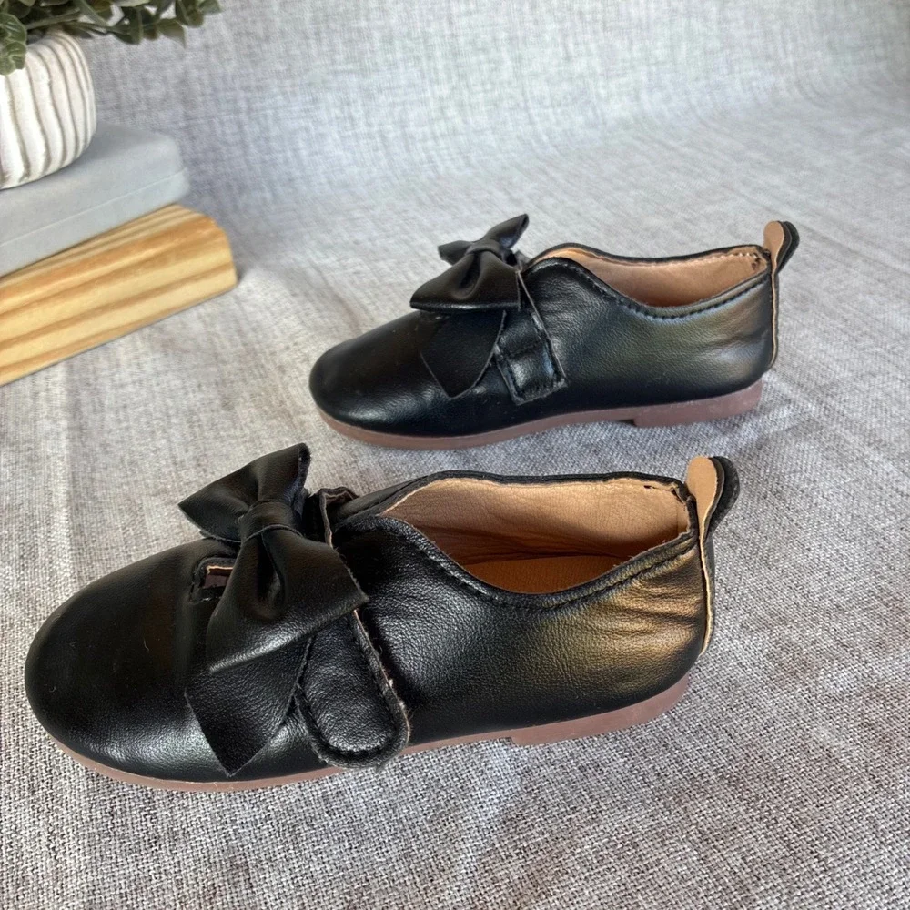 Mary Jane Flats Black 26 Toddler Bow Strap Dress Shoes